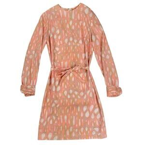 Vintage 60s/70s Gay‎ Gibson Long Sleeve Mod Psychedelic Dress Ruffle Pink Small
